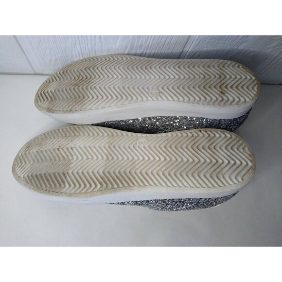 American Eagle Women's Size 8 Silver Glitter Sneaker Sparkle Metallic Lace Up - Picture 5 of 10